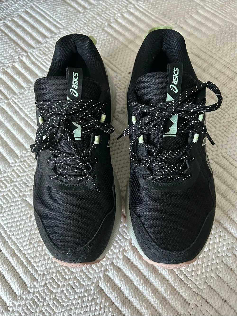 ASICS Black Running Shoes with Pink Accents